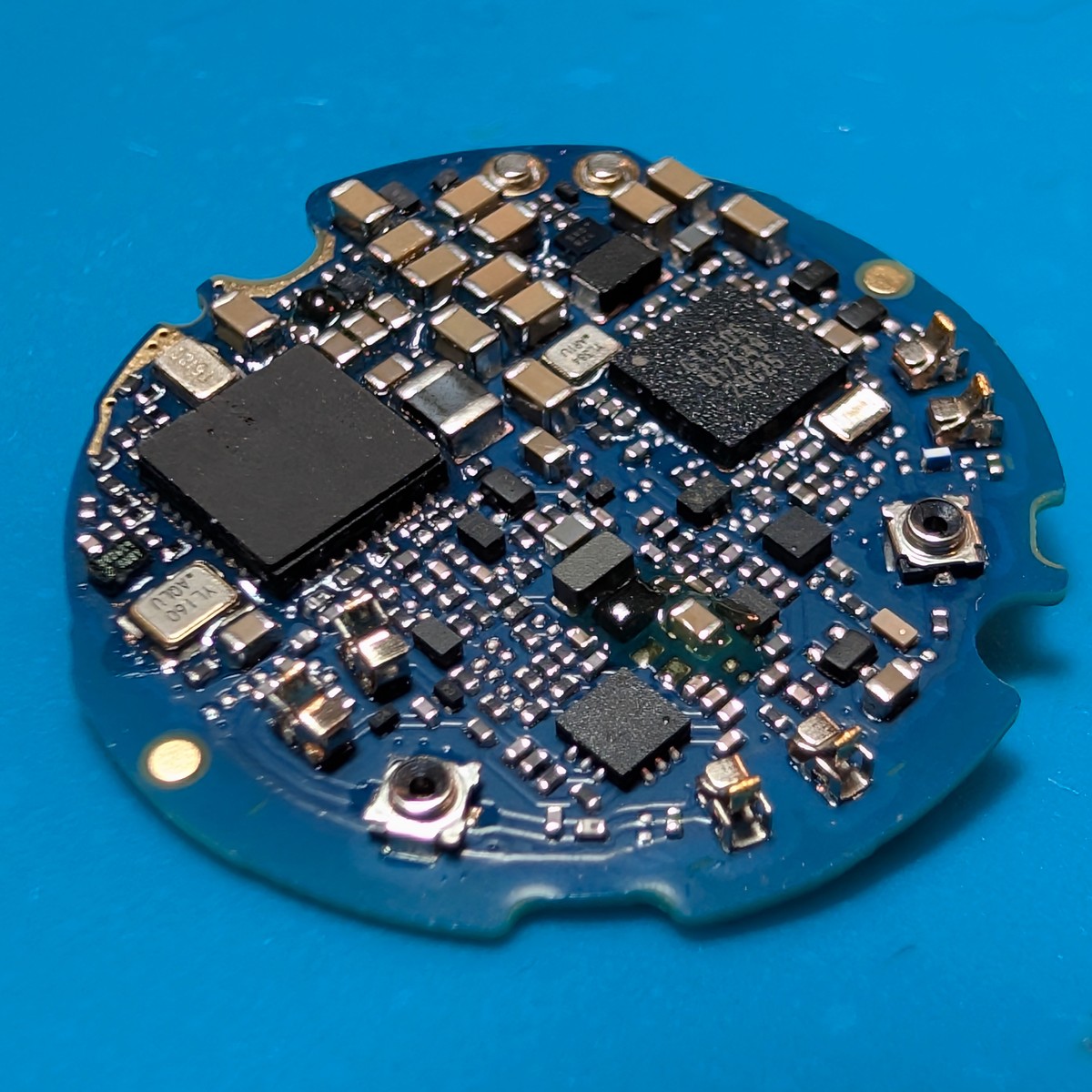 PCB component-side perspective view showing high-density SMD layout